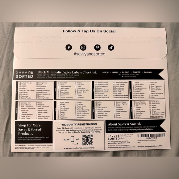 Savvy and Sorted Spice Jar Labels Black Minimalist 148 labels - Picture 4 of 4